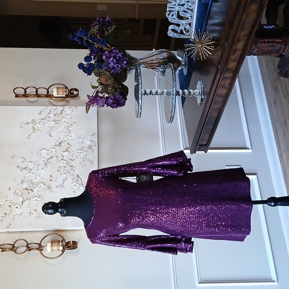 New Vince Camuto Dazzling Purple Shift Cocktail Mini Dress. Size XS - Picture 12 of 17